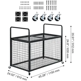 Vevor Ballwagen Rollwagen 1150 x 610 x 912 mm Sportbällen, Abschließbarer Basketballkäfig Ballkäfig, Sportausrüstung für den Innen- und Außenbereich, Rollbar Aufbewahrungswagen aus Stahl für Garagen