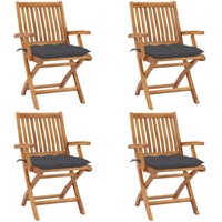 Eleganter® Stühle Modernen-Stil Relaxsessel für Garten Klappbare Gartenstühle mit Kissen 4er Set Massivholz Teak Gartensessel Bistrostuhl Germa...