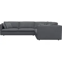 FLEXLUX Ecksofa Lovane, elegant und zeitlos, bequem, L-Form, Weich & anschmiegsam, große Sitztiefe auf Kaltschaum, Dekokissen inkl. blau 328 cm x 84 cm x 295 cm