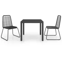 vidaXL 3-tlg Garten-Essgruppe PVC Rattan Schwarz Modell 5