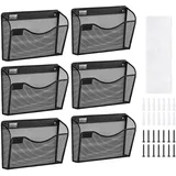 Vevor 6 Pack Wand Zeitungshalter, Einzelfach wandmontierter Organizer Zeitungsständer aus Netzgewebe, Magazinhalter Prospekthalter für Zeitschriften Papier und Dokumente Aktenablage für Büro Schule