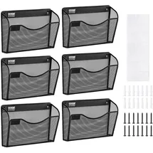 Vevor 6 Pack Wand Zeitungshalter, Einzelfach wandmontierter Organizer Zeitungsständer aus Netzgewebe, Magazinhalter Prospekthalter für Zeitschriften Papier und Dokumente Aktenablage für Büro Schule