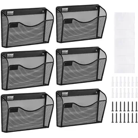 Vevor 6 Pack Wand Zeitungshalter, Einzelfach wandmontierter Organizer Zeitungsständer aus Netzgewebe, Magazinhalter Prospekthalter für Zeitschriften Papier und Dokumente Aktenablage für Büro Schule