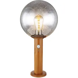 GLOBO Sockelleuchte Aluminium Glas 25x50 cm inkl. Bewegungsmelder braun