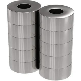 10x Neodym Power Magnet silber - Ringmagnet extra stark - Durchmesser 15x6mm hoch Innendurchmesser 6mm - Supermagnet - Haftkraft ca. 5kg - Magnete für Whiteboard, Pinnwand, Magnettafel, Werkstatt