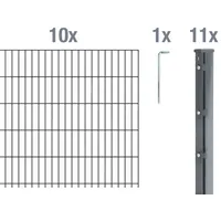 GAH Alberts Alberts Doppelstabmattenzaun 8-6-8, 2,5 m Matte, Höhe 63-243 cm, Länge 10-30 m, Farbe:anthrazit, Zaun-Länge:25 m, Zaun-Höhe:163 cm