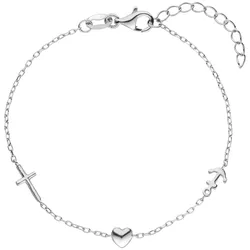 Armband JOBO "Glaube Liebe Hoffnung", silber (silber 925), Armbänder, Damen, Silber 925 (Sterlingsilber), 925 Silber 19 cm