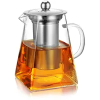 CNGLASS Glas-Teekanne mit Sieb, 31oz/900ml Klarglas-Teekessel mit abnehmbarem Edelstahlsieb, kochfeldsichere Glas-Teekanne für blühenden und losen Blatttee