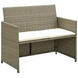 vidaXL Gartensofa 2-Sitzer mit Polstern Loungesofa Sofa Gartenbank Gartenmöbel Bank Sitzbank Rattansofa Lounge Garnitur Beige Poly Rattan