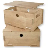 clipfritz BOBBY, 2er-Set Aufbewahrungsbox aus MDF, Ordnungsbox mit Deckel, Eiche-Effekt