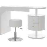 Vicco Schminktisch Lara Weiß Hochglanz 120 cm Hocker