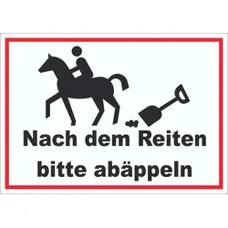 Bitte abäppeln Aufkleber Pferde, Reitplatz A6 (105x148mm)