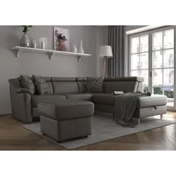 Ecksofa SIT & MORE "Freetown L-Form", braun, B:252cm H:84cm T:216cm, Sofas, inklusive Kopfteilverstellung und komfortablem Federkern