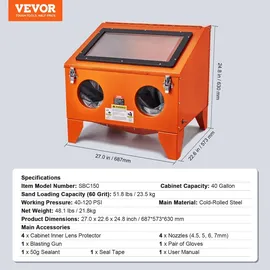 Vevor Sandstrahlkabine Aluminium/Stahl 151 L orange