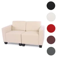 Modular 2-Sitzer Sofa Couch Lyon, Kunstleder ~ creme