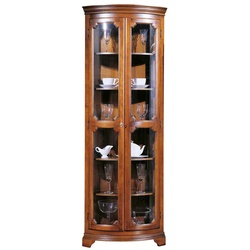 Eck-Vitrine Nussbaum Braun in italienischem Design 201 cm hoch