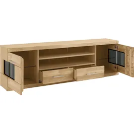 OTTO home Ribe Lowboard 180 cm Braun Glas/Holz/Massivholz