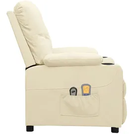 vidaXL Massagesessel Elektrisch Kunstleder 93 x 96,5 x 0 cm Weiß mit Fernbedienung