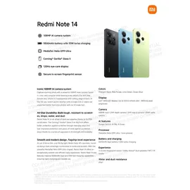 Xiaomi Redmi Note 14 4G 8 GB RAM 256 GB Lime Green