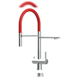 VIZIO 3 Wege Wasserhahn Küchenarmatur Edelstahl Rot