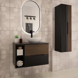 petits-meubles Sylla 2-tlg. Schwarz/Holz