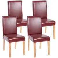 Mendler 4er-Set Esszimmerstuhl Stuhl Küchenstuhl Littau ~ Kunstleder, rot-braun,