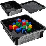 Kadax Rechteckige Aufbewahrungsbox mit Deckel, – stapelbare Aufbewahrungsbox aus Kunststoff – platzsp