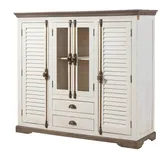 MASSIVMOEBEL24.DE Highboard Mango 160x45x142 weiß lackiert TOULOUSE #115