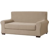 EBETA E 2-Stück Sofahusse Jacquard Sofaüberwurf Sofaüberzug, Sofahusse Couchbezug Möbelschutz rutschfest, Sofa Abdeckung Hussen + Polsterbezug 2 Sitzer (Sand, 145-185 cm)