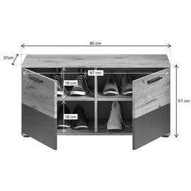 xonox.home Mason 90 x 51 x 37 cm basaltgrau / grau