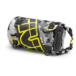 GIVI Easy-T Waterproof - Gepäckrolle 30 L graues Camouflage-Design, neongelber Schriftzug