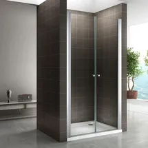 iflair i-flair Duschtür Duschabtrennung aus durchsichtigem Sicherheitsglas Nanobeschichtung, - Transparent/Silber