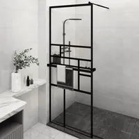 VidaXL Duschwand mit Ablage für Walk-In-Dusche Schwarz 80x195 cm