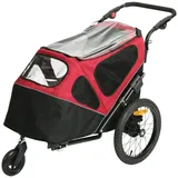 DUVO+ Hundebuggy Hundeanhänger 2-in-1 schwarz/rot rot|schwarz