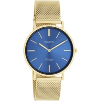 Oozoo Vintage Damen Uhr in Gold/Blau - Armbanduhr Damen mit 20mm Milanaise-Metallband - Analog Damenuhr in rund - C20290