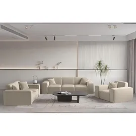 Fun Möbel Sofa Designersofa CELES PREMIUM 3-Sitzer in Stoff Opera Velvet Beige