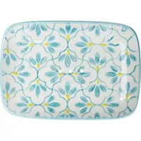Tranquillo Große rechteckige Seifenschale Ablage Floral/blau aus Keramik, mit