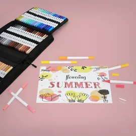 ECD Germany Dual Brush Pen Set 120 Farben, Wasserbasis Doppelfasermaler Set