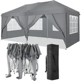 COBIZI Pavillon 3x6 Faltpavillon Wasserdicht Stabil Winterfest Faltbar Partyzelt mit 6 Seitenteilen Pop up Gartenpavillon UV Schutz 50+ Höhenverstellbar für Strand Hochzeit Camping, Grau