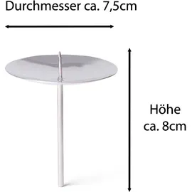 Novaliv - 4x Kerzenständer Kerzenpick, Kerzenpin, Kerzenhalter, 4x Mit Dorn 8 cm Silber