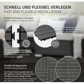 ECD Germany WPC Terrassenfliesen Anthrazit 30 x 30 cm 44 St.