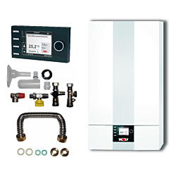 Wolf CGB-2-20 20kW Gasbrennwert-Therme Paket mit Bedienmodul BM2 und Anschlusszubehör Aufputz
