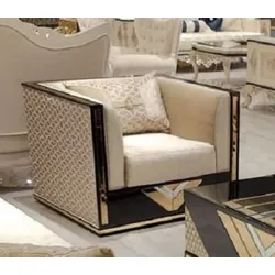 Casa Padrino Luxus Sessel Gold / Schwarz - Wohnzimmer Sessel - Hotel Sessel - Wohnzimmer Möbel - Hotel Möbel - Luxus Möbel - Wohnzimmer Einrichtung - Luxus Einrichtung