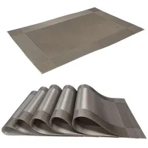 Intirilife 6x Platzset aus PVC in Grau - 45 x 30 cm - Tischset Tischmatte Untersetzer abwischbar hitzebeständig für Küche Esstisch