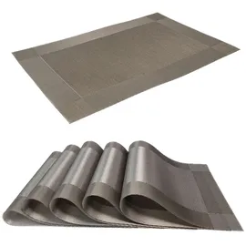 Intirilife 6x Platzset aus PVC in Grau - 45 x 30 cm - Tischset Tischmatte Untersetzer abwischbar hitzebeständig für Küche Esstisch