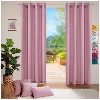 heimtexland ® Deko Vorhang Baumwolle Dekoschal Blickdicht Einfarbig Ösenschal Gardine Typ849 Rosé HxB 245x140 cm