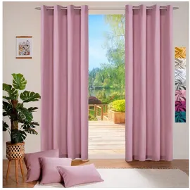 heimtexland ® Deko Vorhang Baumwolle Dekoschal Blickdicht Einfarbig Ösenschal Gardine Typ849 Rosé HxB 245x140 cm
