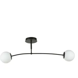 Licht-Erlebnisse Kugel Deckenlampe 2-flammig schwarz, weiß, Glas, Metall