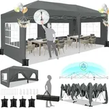 COBIZI Pavillon 3x6m, Faltpavillon 3x6 Wasserdicht Stabil mit 6 Seitenteilen, Zentralverriegelungsstruktu, Pop Up Pavillon Partyzelt Gartenpavillon für Party, Festival, Hochzeit, Anti-UV, Navy blau