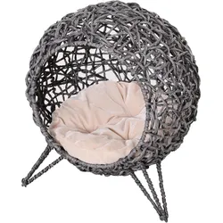 PawHut Katzenhöhle PE-Rattan, Metalldraht, PP-Baumwolle